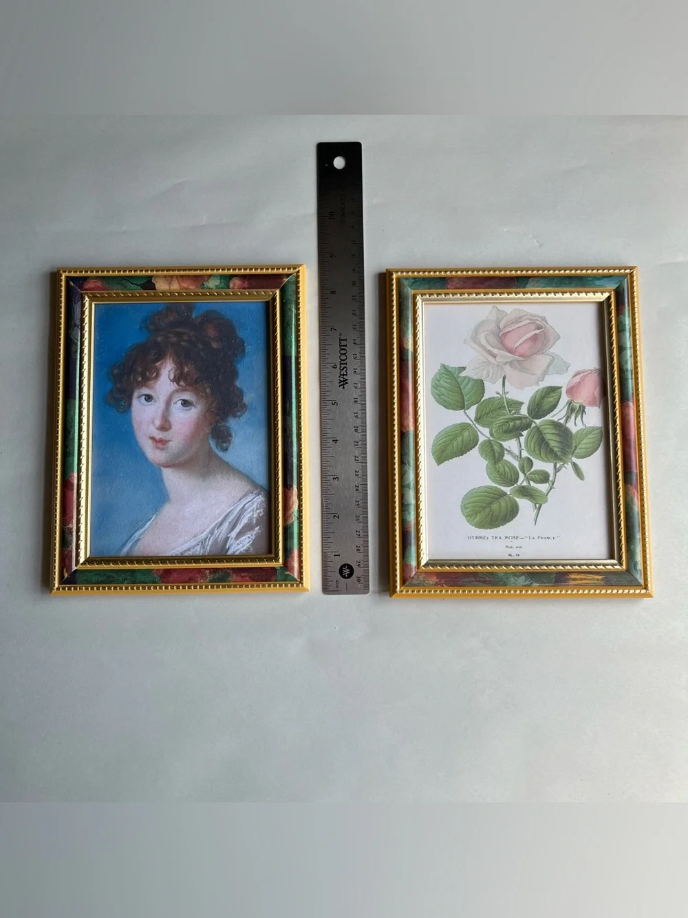 VTG Mixed Matls Burwood w/Goldtone & Floral Frames w/ Fine Art Prints-Set of 2